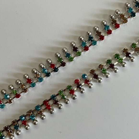 Anklet Multi Color Crystal Accent Silver Tone Fashion Anklet Women Jewelry Payel - Picture 11 of 12